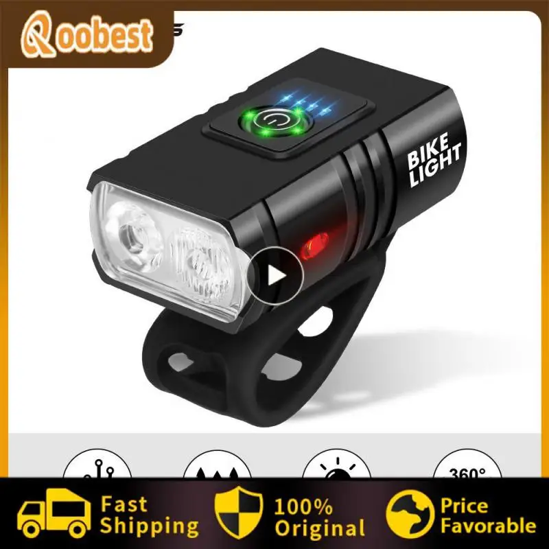 

Black Warning Light Riding Headlight Bicycle USB Charging Road Bike Light Alloy Charged Display Signal Lamp Assembly Outdoor