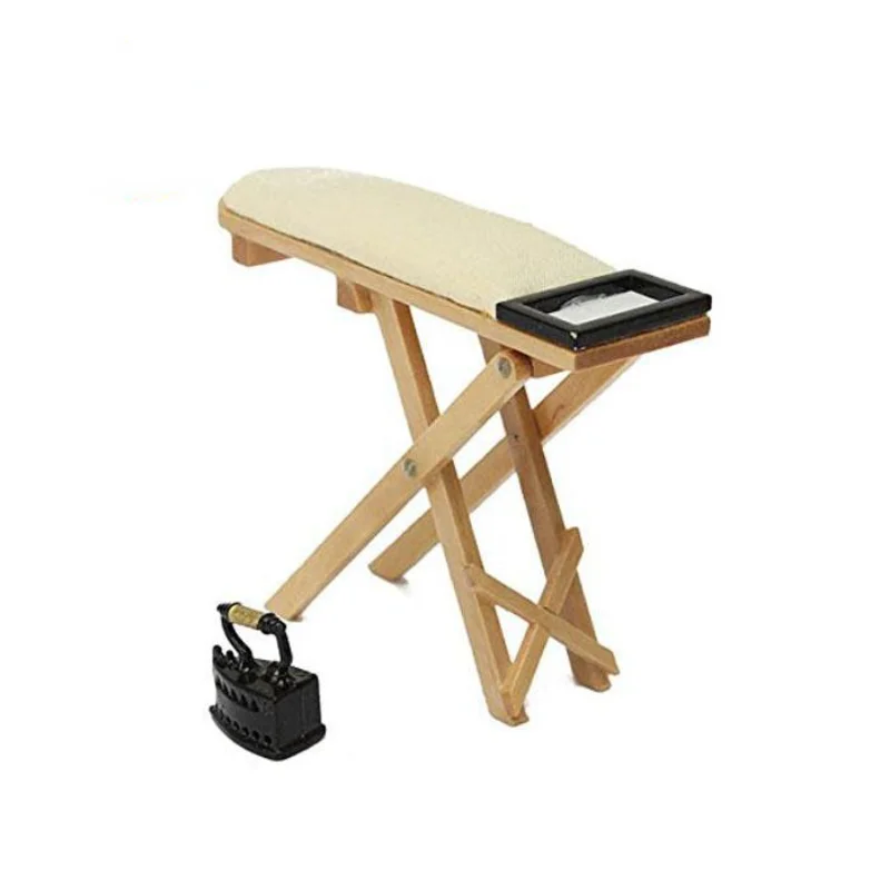 

1: 12 Forest Cabin Dollhouse Mini Model Sewing Scene Iron and Iron Table Ironing