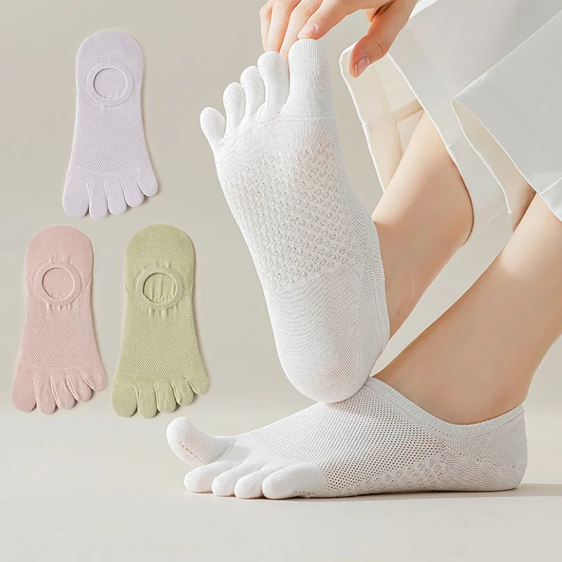 

Women Toe Socks Fashion Breathable Summer Ultrathin Five-finger Sock Invisible Cotton Candy Color Ladies girl 5 Finger Boat Sox