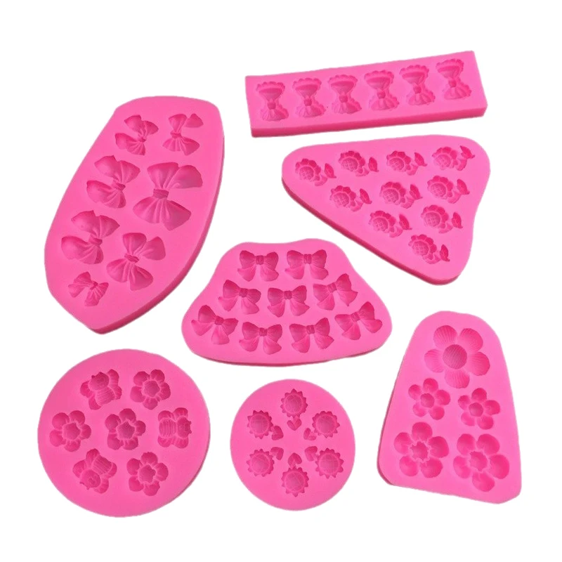 Милый мультяшный подсолнух пчела бант силиконовая форма для DIY кексов помадки
