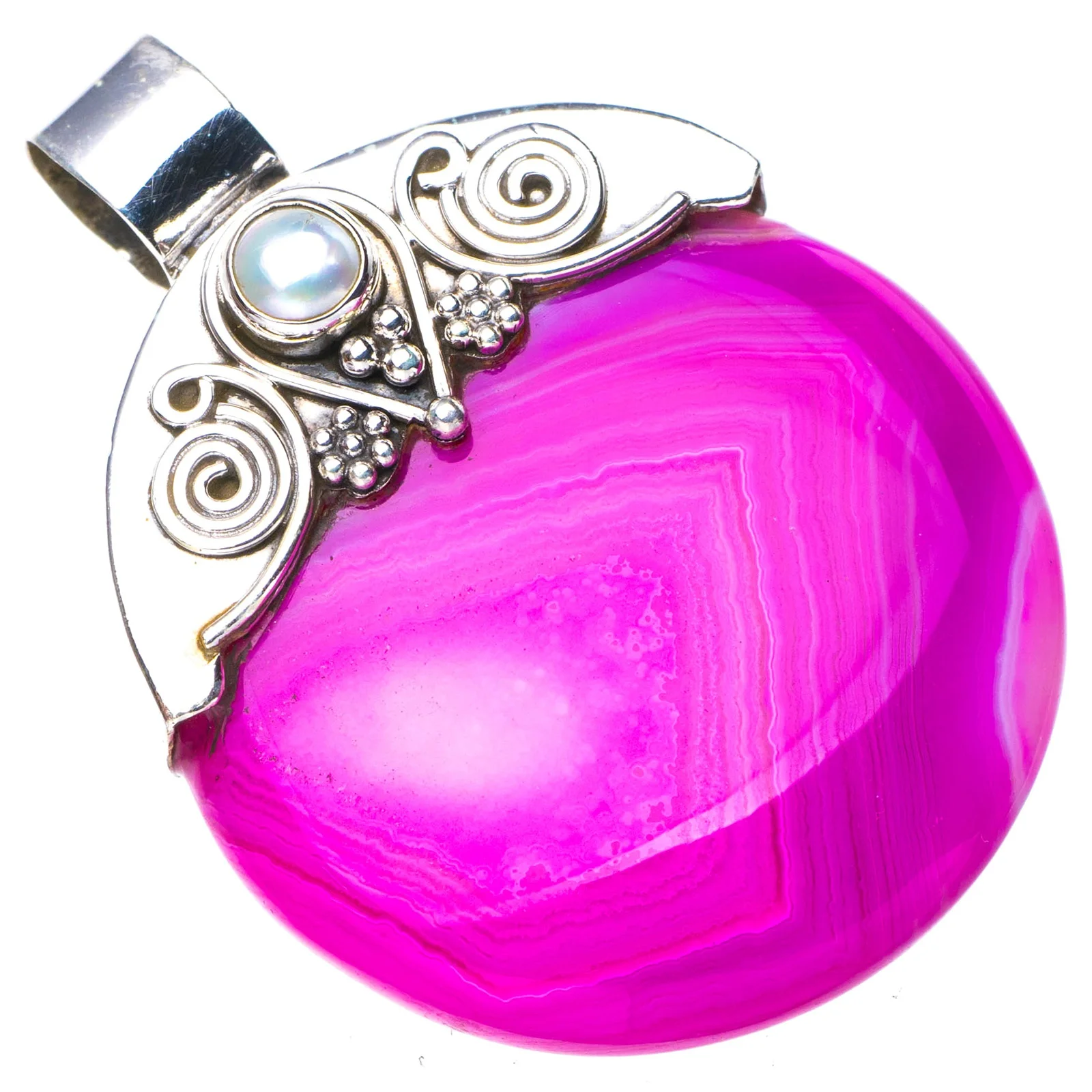 

StarGems натуральный драгоценный серебряный кулон 1,75 дюйма E4460 из Ботсваны с речным жемчугом ручной работы