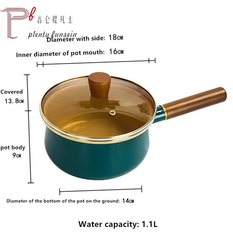

18CM enamel enamel milk pot overflow-proof baby food supplement pot single induction gas household Japanese style with steamer