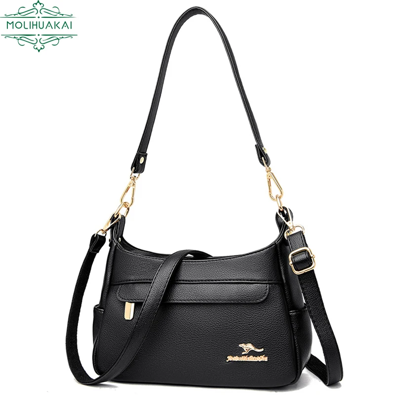

Casual Soft Pu Leather Shoulder Bags for Women 2022 New Luxury Handbags Women Bags Designer Branded Crossbody Bag Ladies Purses
