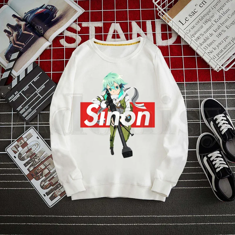 

Anime Sword Art Online SAO Kirito Yuuki Asuna Cartoon Print Hoodies Male Crewneck Hoodies Men Sweatshirt Mens Clothes Hip-Hop