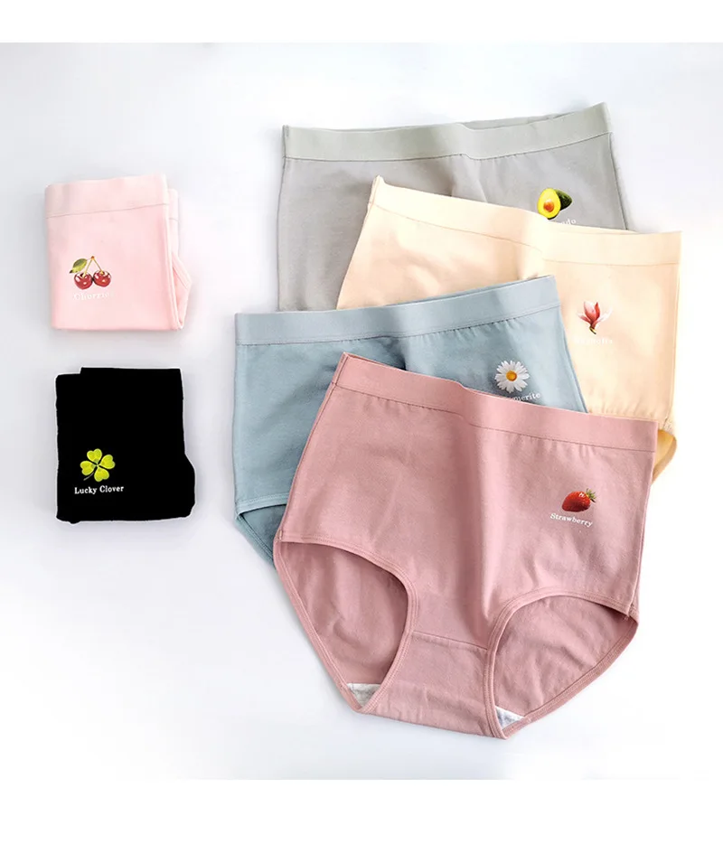

Fruit Large Size Cotton Panties Women's High Waist Antibacterial Hip Lifting Abdominal Panties