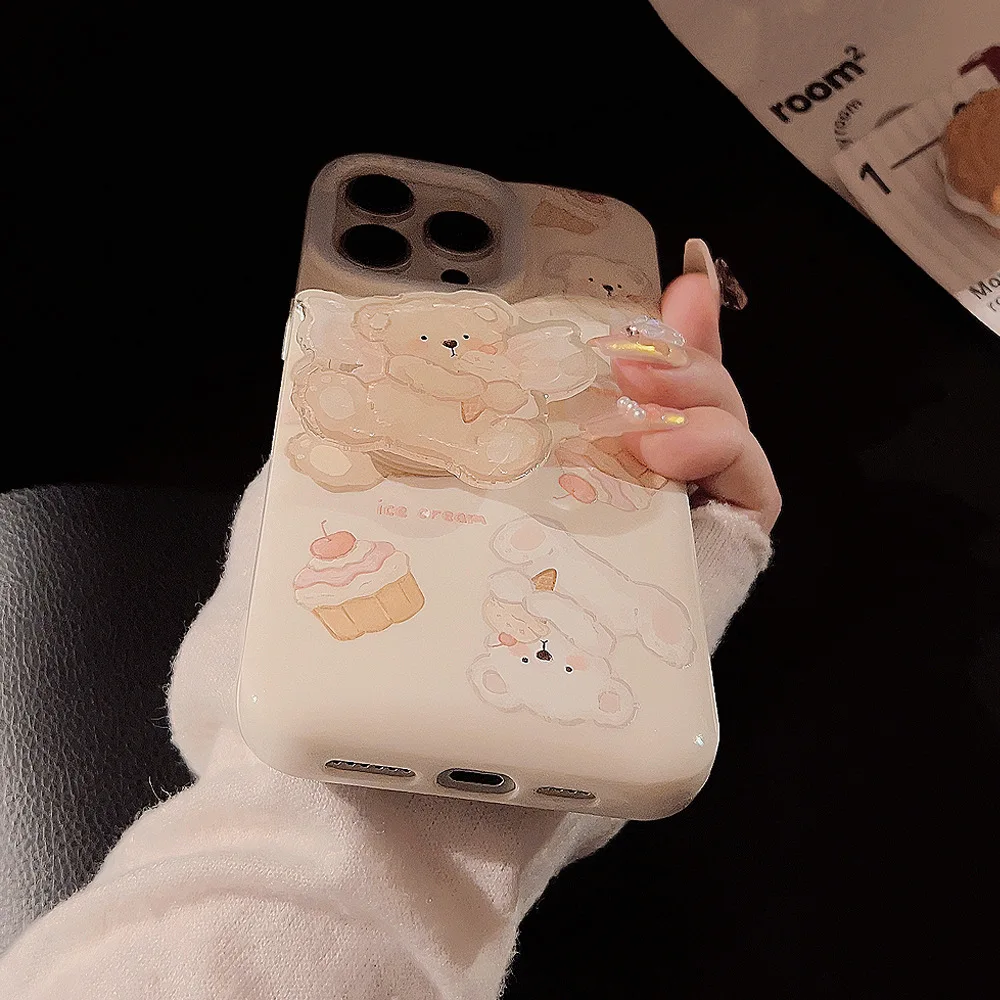 Летний ангел мороженое десерты медведь кронштейн чехол для телефона iPhone 16 15 14 13 12