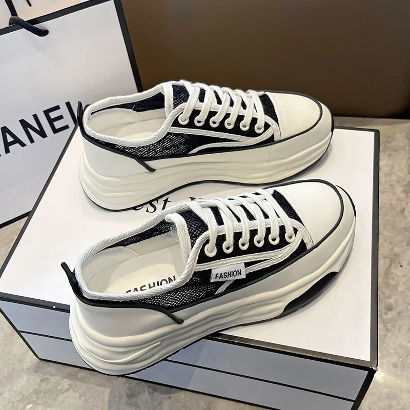 

2022 Chunky Dad Shoes Women Thick Bottom Platform Sneakers Women Canvas Casual Shoes Zapatos De Mujer Heel Shoe Party High Heels