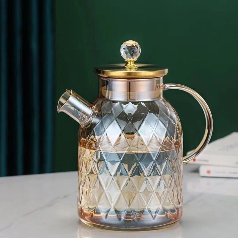 

Light Luxury Glass Flower Teapot Teaware Puer Tea Teapots to Boil Water Yixing Clay Kettle Kettle With Filter Ceramic Pot Set