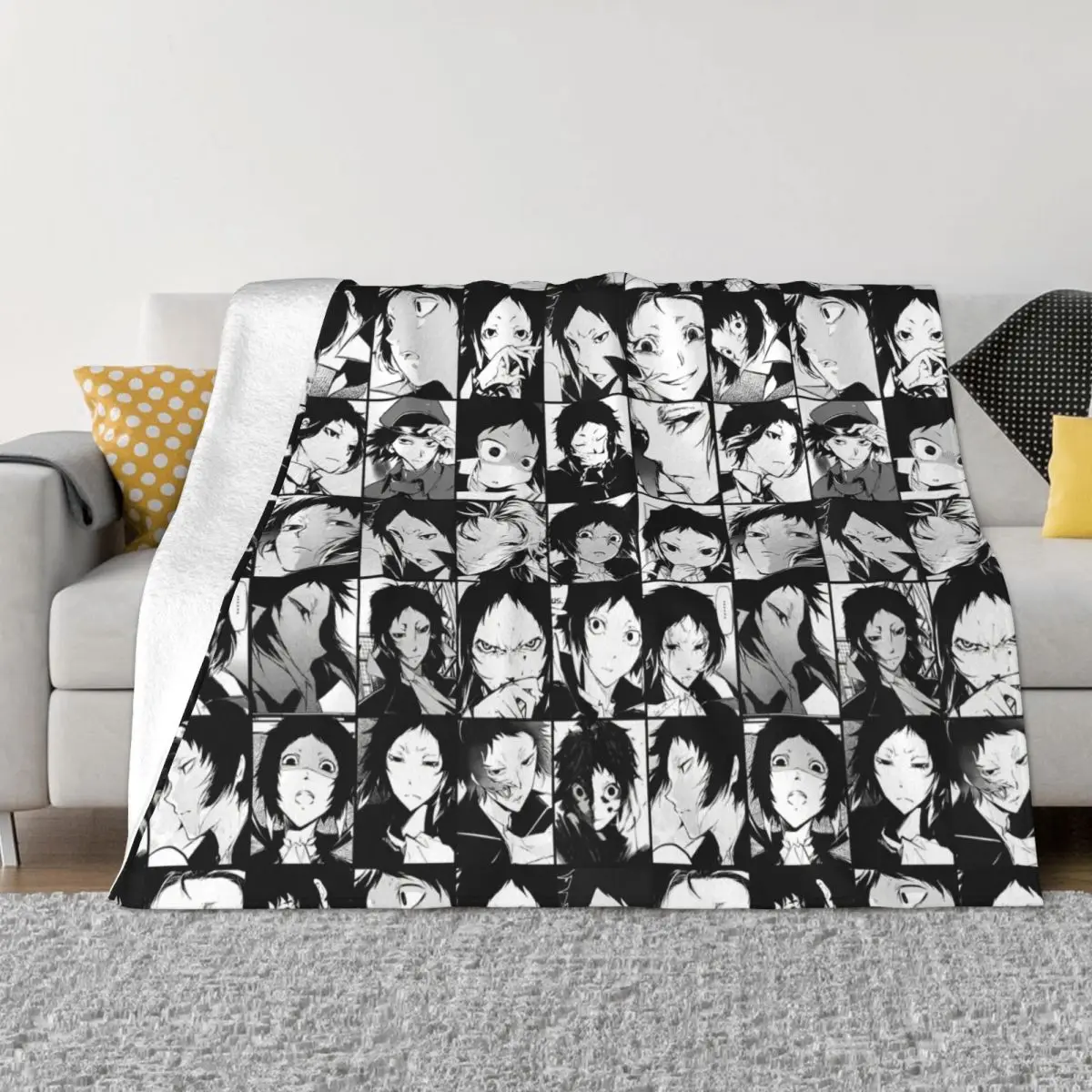 

Akutagawa Ryunosuke- Collage Black And White Throw Blanket Flannel Ajax Breathable Super Warm Throw Blankets for Bedding Travel