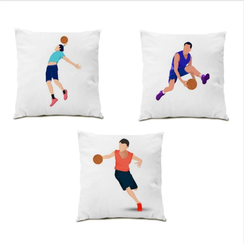 

Basketball Throw Pillow Covers Poster Square Sports Cartoon Living Room Cushion Cover 45x45 Decoration Pillow Case Velvet E0012