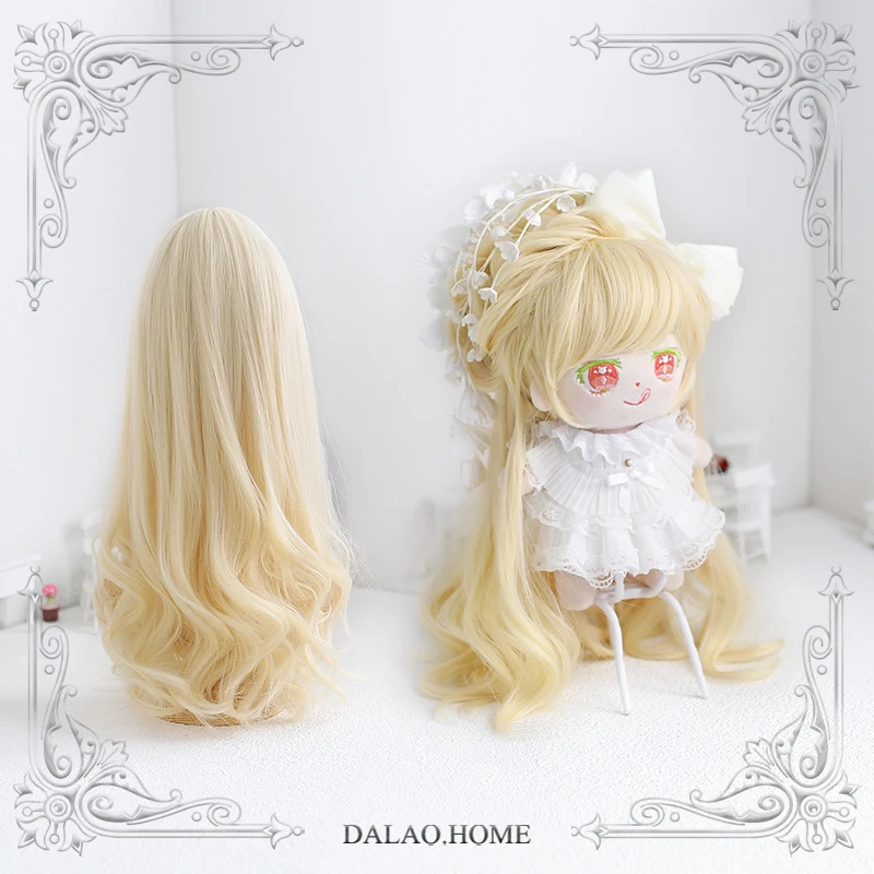 

Светильник лые золотые милые длинные вьющиеся волосы 20 см плюшевые хлопковые кукольные парики Высокая температура натуральный Косплей сти...