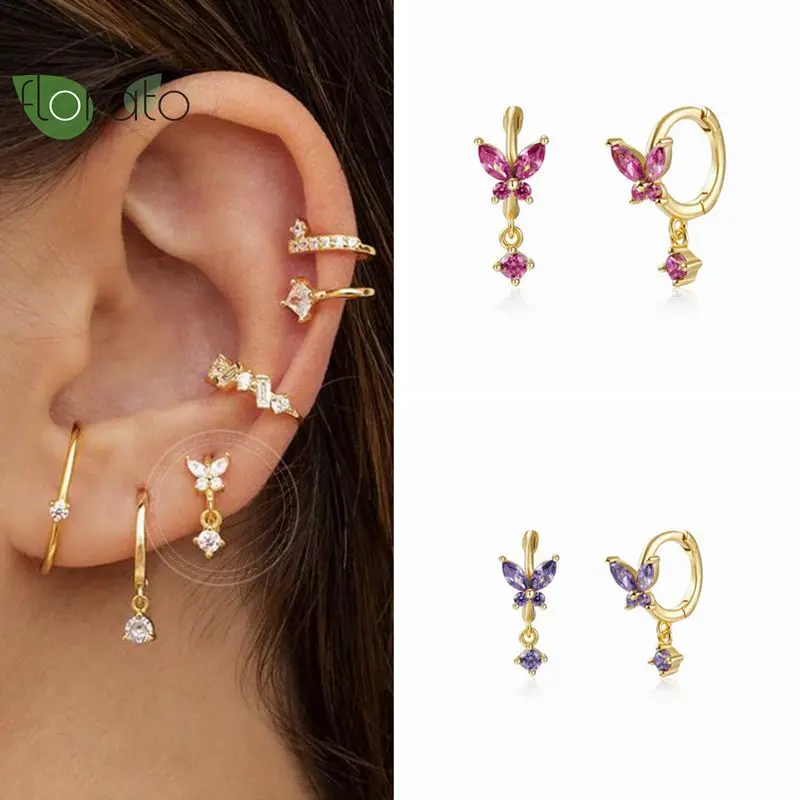 Женские серьги-кольца с кристаллами из серебра 925 пробы | Украшения и аксессуары