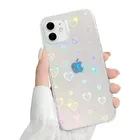 Милый Прозрачный лазерный Блестящий Мягкий чехол с сердечками для IPhone 13, 12, 11 Pro Max, XS, XR, X, 7, 8Plus, 13Pro, 12Pro, IPone 10, задняя крышка