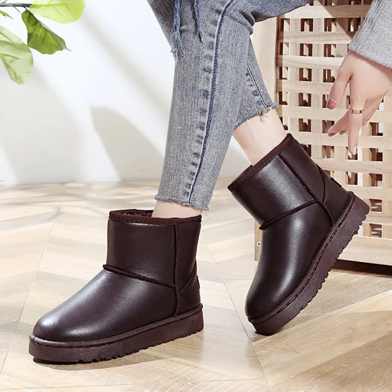 2022 Winter Waterproof Snow Boots Women Slip on Flat Heels Cotton Padded Shoes Woman Warm Thick Plush Ankle Botas Mujer
