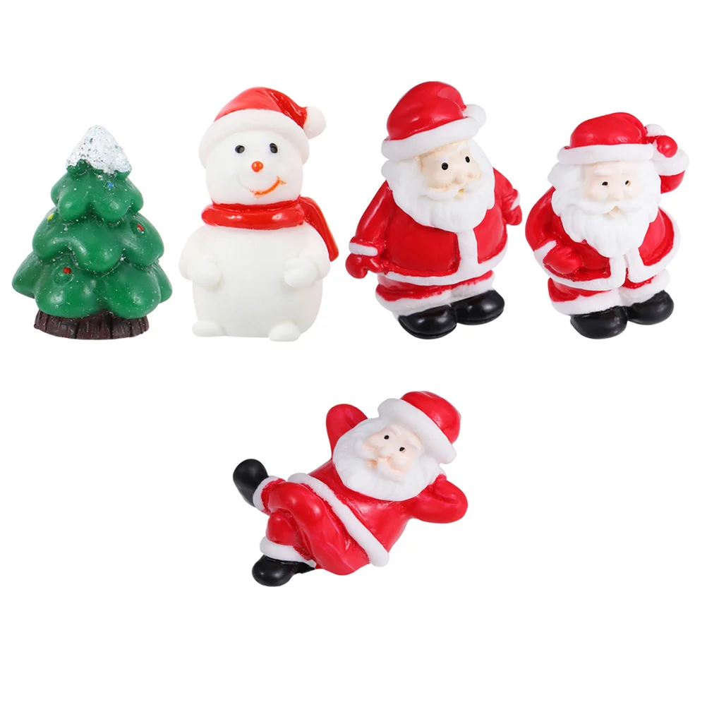 

5Pcs Christmas Resin Ornaments Lovely Xmas Desktop Decor Scene Layout Adorns