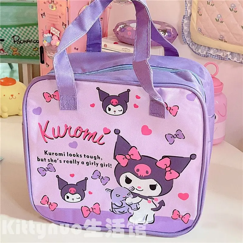 

Sanrio Kawaii Kuromi Cinnamoroll Large Capacity Portable Lunch Box Bag Cute Cartoon Pompompurin Pochacco Handbag Toys for Girls