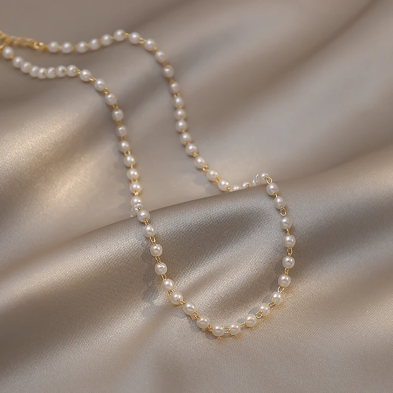 

Simple Pearl Necklace for Women Jewelry Necklaces 2022 Trend Charm Choker Vintage Kpop Fashion Neck Beads Chain Cute Accessories