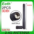 EOTH 2 шт. антенна 2,4g 3dbi sma male wlan Wi-Fi 2,4 ГГц антенна pbx iot модуль маршрутизатор tp link сигнальный приемник антенна с высоким коэффициентом усиления