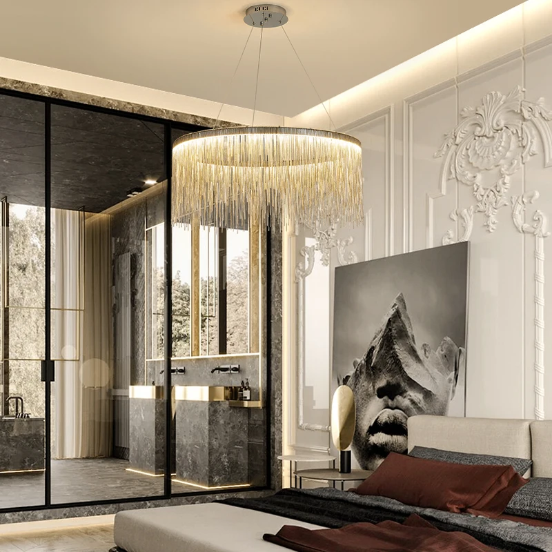 

Modern LEDTassel Pendant Light Hanging Chandeliers Indoor Decorate Lighting For Living Dining Room Bedroom Lustre Fixture Lights