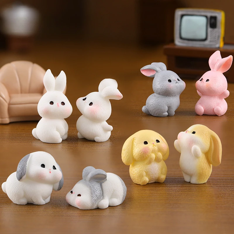 

Micro Landscape Ornaments Cute Animal Rabbit Family Rabbit Garden New Year Resin Creative Decorative Accessories