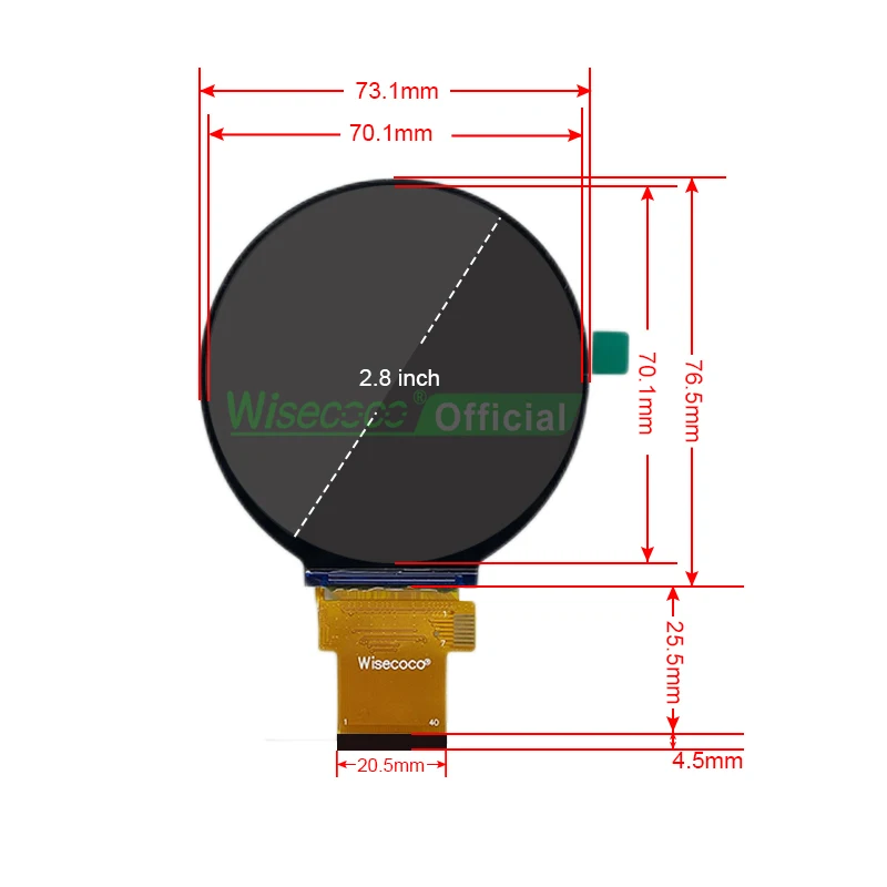 Круглый дисплей Wisecoco 2 8 дюйма ЖК-модуль 480x480 RGB IPS для умного Бытового оборудования