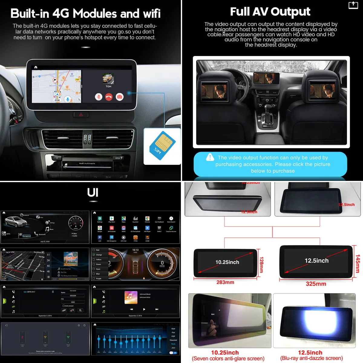 Автомобильный радиоприемник Android 10 для Audi Q7 A4L B8 A5 2005-2009-2016 мультимедийный плеер