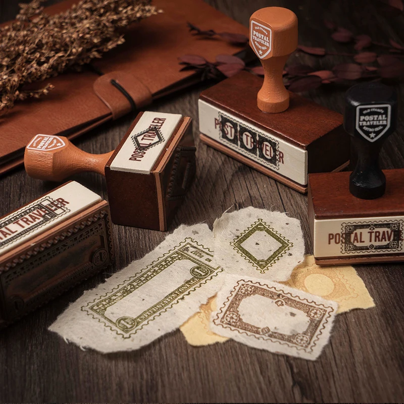 Деревянная ручка печать деревянный резиновый штамп в стиле ретро старинная