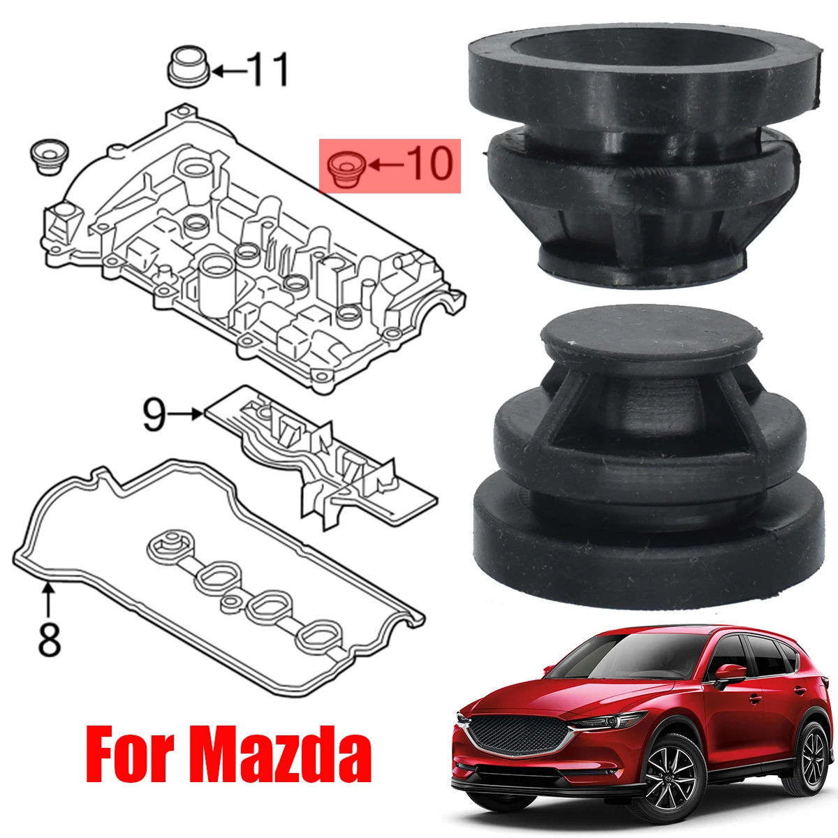 

Изолятор для крышки автомобильного двигателя, резиновая втулка с креплением, втулка, буферная втулка, подушка для Mazda 2, 3, 6, Axela, Atenza, CX4, CX5, CX3, CX30, 2 шт.