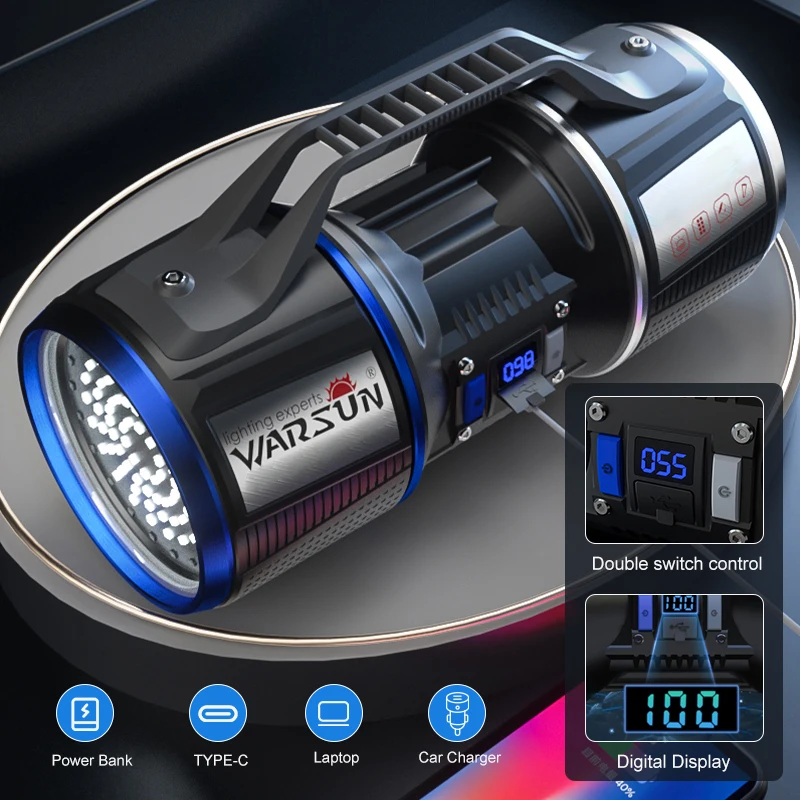 WARSUN D6000 Высокомодовый солнечный импульсный прожектор с дальним выстрелом