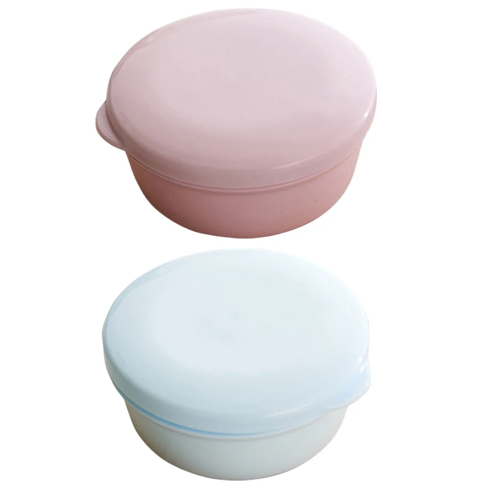 

Soap Dish Lid Drain Holder Travel Cases Round Dishes Household Portable Holders