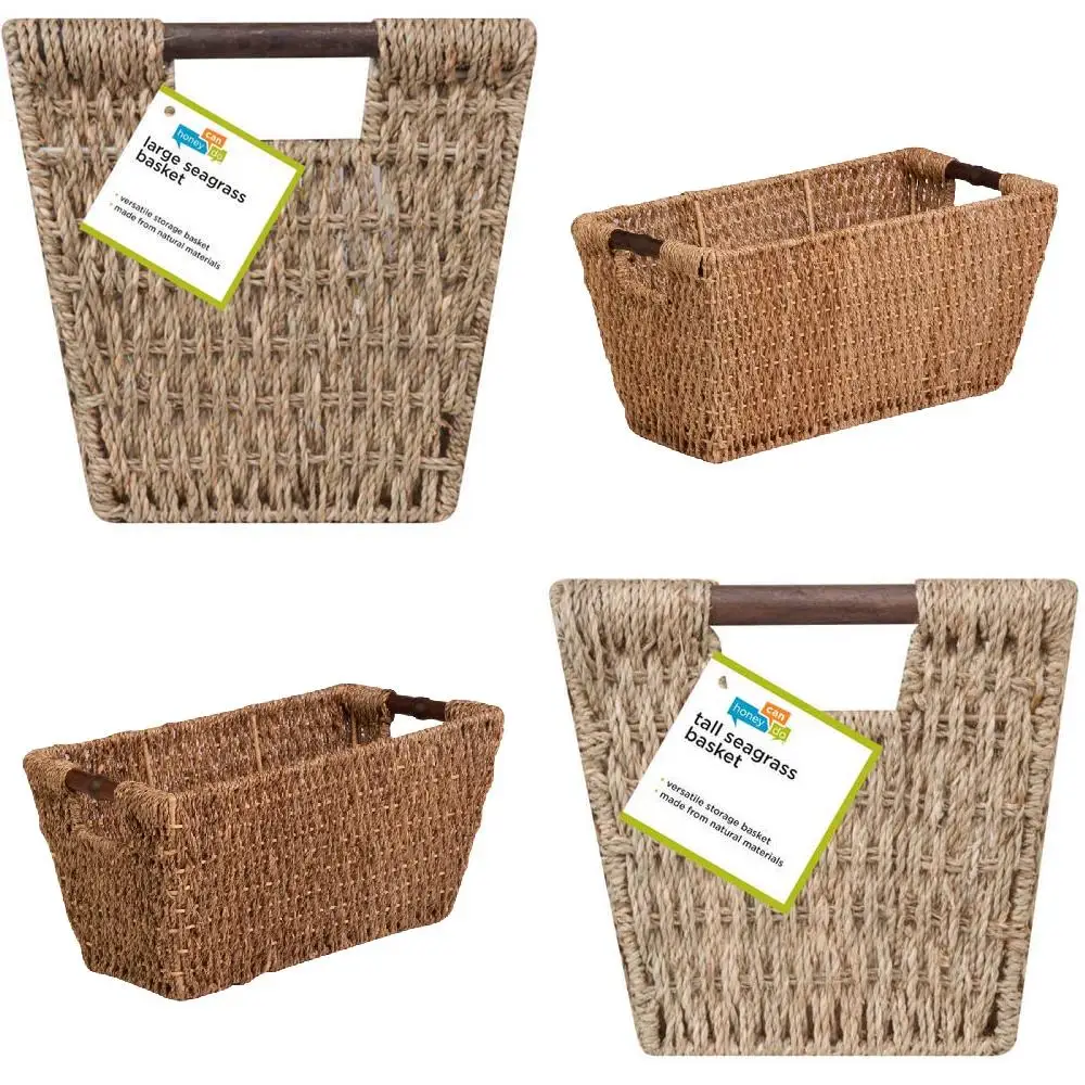 

. Luxurious Seagrass Can-Do Basket with Handles: Perfect for Kitchen & Pantry Storage & Organization - An Ideal Choice for Home