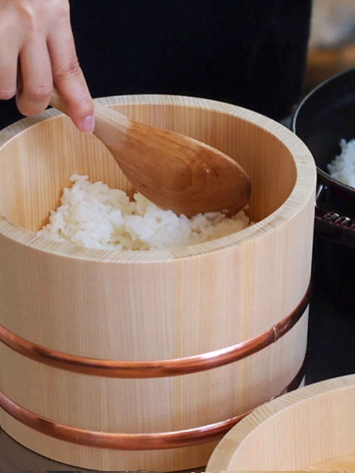 Ручная работа традиционный Медный Круглый Ковш для риса с кольцом