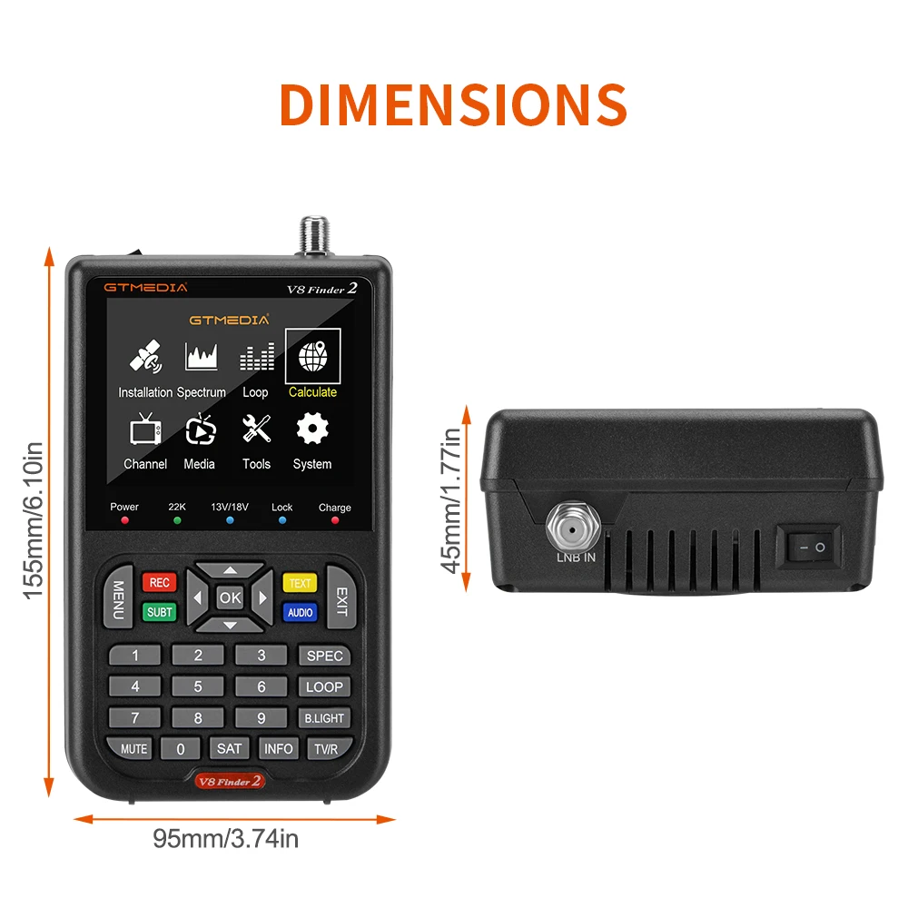 GTMEDIA V8 Finder2 Satellite Finder Цифровой FTA DVB-S S2 S2X Детектор сигналов Приемник ЖК-экран для регулировки тарелки для Sat TV (art.: 3920cd2c1dae7) - 3920cd2c1dae7