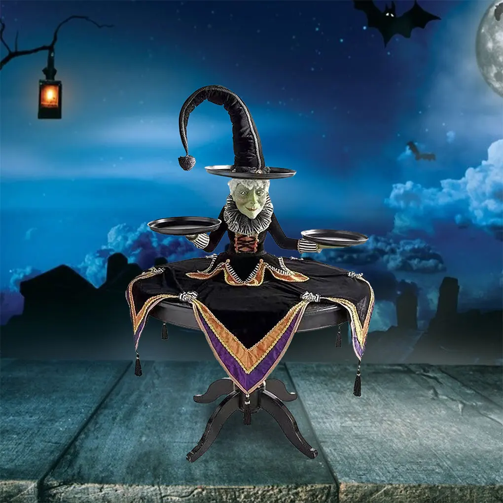 

Witch Tabletop Server - Creating Halloween Atmosphere Three Practical Pallets Funny Witch Ornament 20*12*20cm