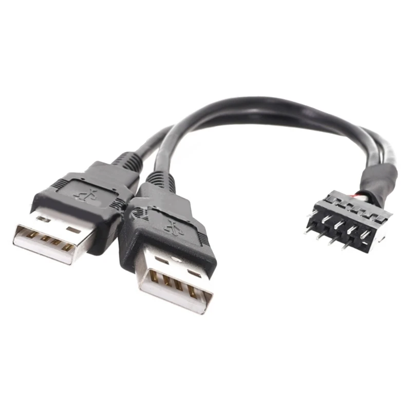 

2023 New Computer Motherboards Internal Extension Cord 20cm/50cm Dual USB2.0 to 9Pin Connector Adapter Cable Extended