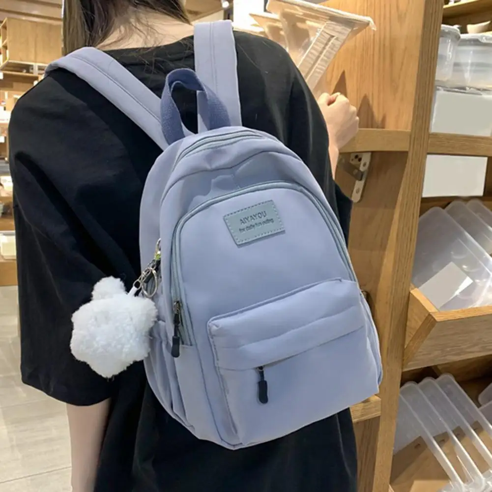 

Students Backpack Fashion Letter Solid Color Adjustable Straps Lightweight Side Pockets Girls Teenage Casual Schoolbag Bookbag