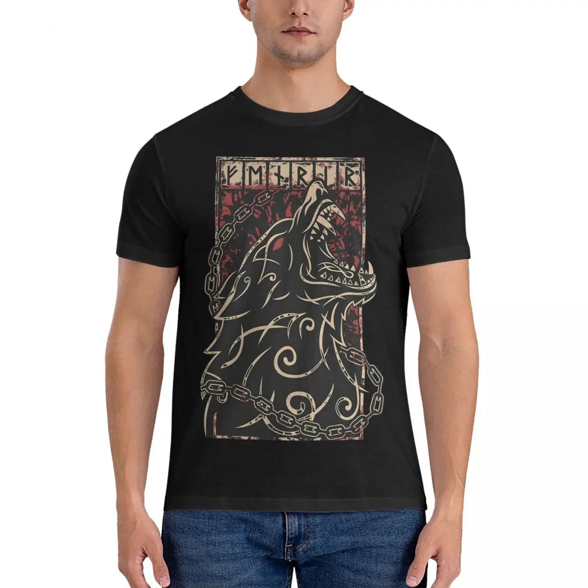 Мужская футболка Fenrir одежда Valhalla из чистого хлопка забавная с коротким рукавом и