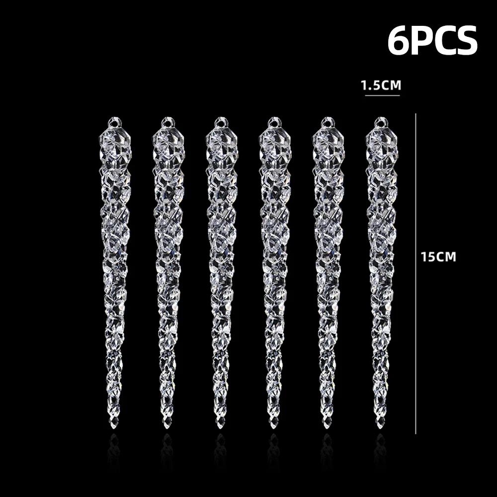 6 шт. декоративные искусственные сосульки 15 см