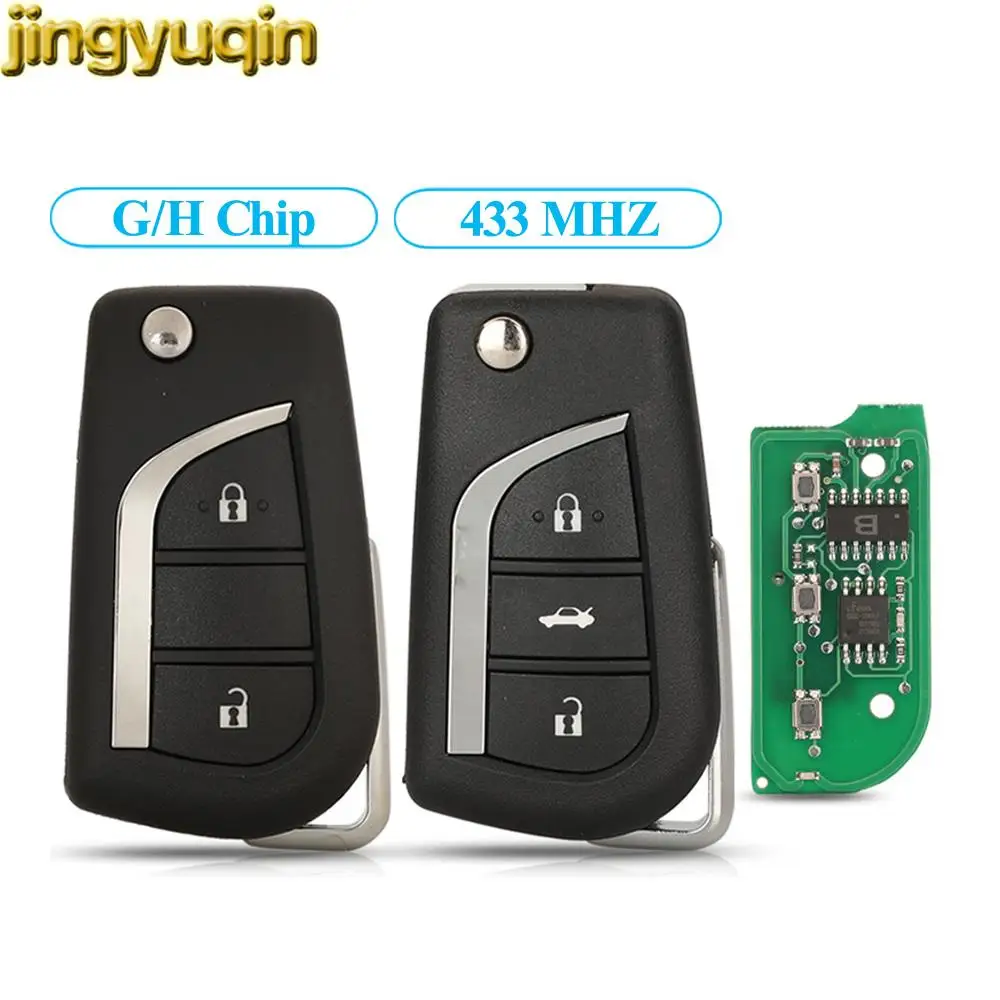 

Jingyuqin 2/3 Buttons Remote Car Key Fob G/H Chip 433MHZ For Toyota Corolla AYGO Verso Avensis Peugeot 108 Citroen C1 VA2 Blade