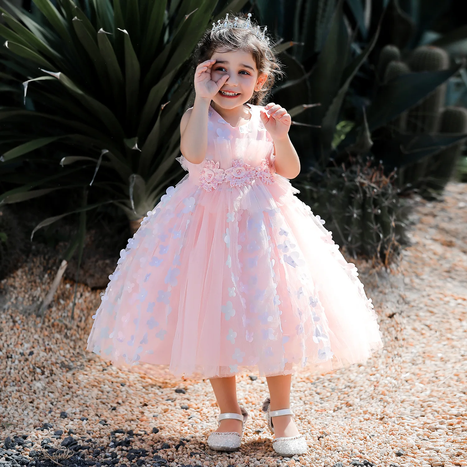 Baby Girls Dress Flowers Sweet Princess Dress vestidos Three-dimensional Petal Children's Tutu Skirt Dance Costume Wholesale