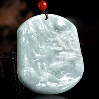 burmese jade landscape pendant natural amulet emerald white charms luxury accessories necklace man jadeite jewelry pendants