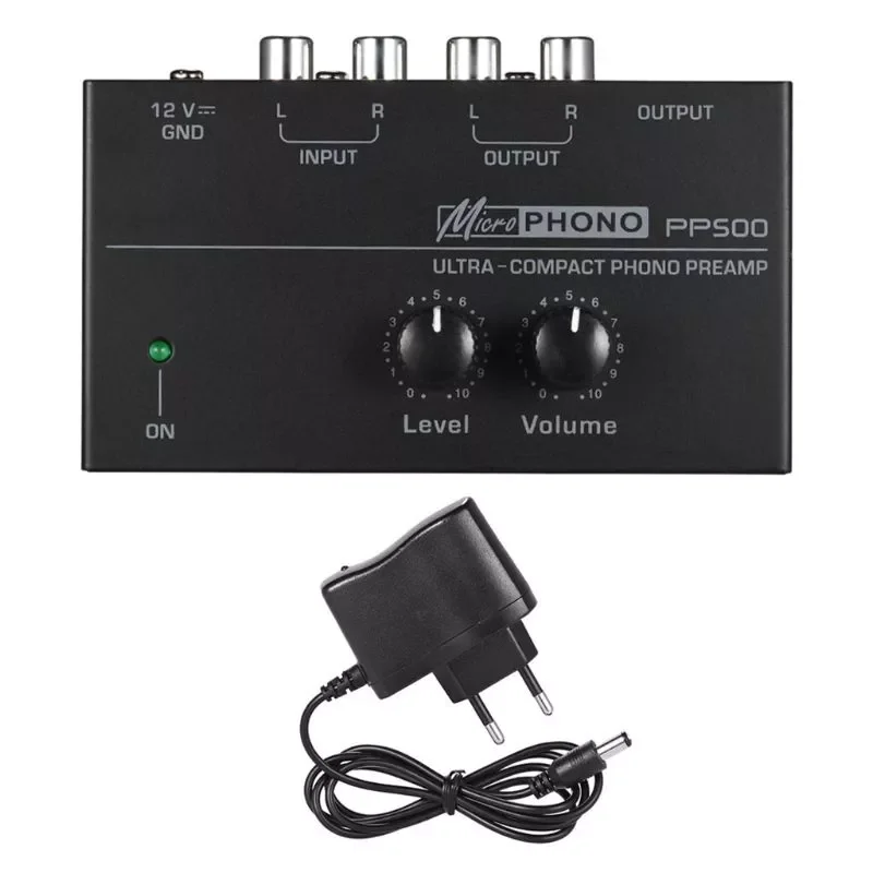 

Phono Preamp Preamplifier with Level Volume Controls RCA Input Output 1/4" TRS Output Interfaces for LP Vinyl Turntable