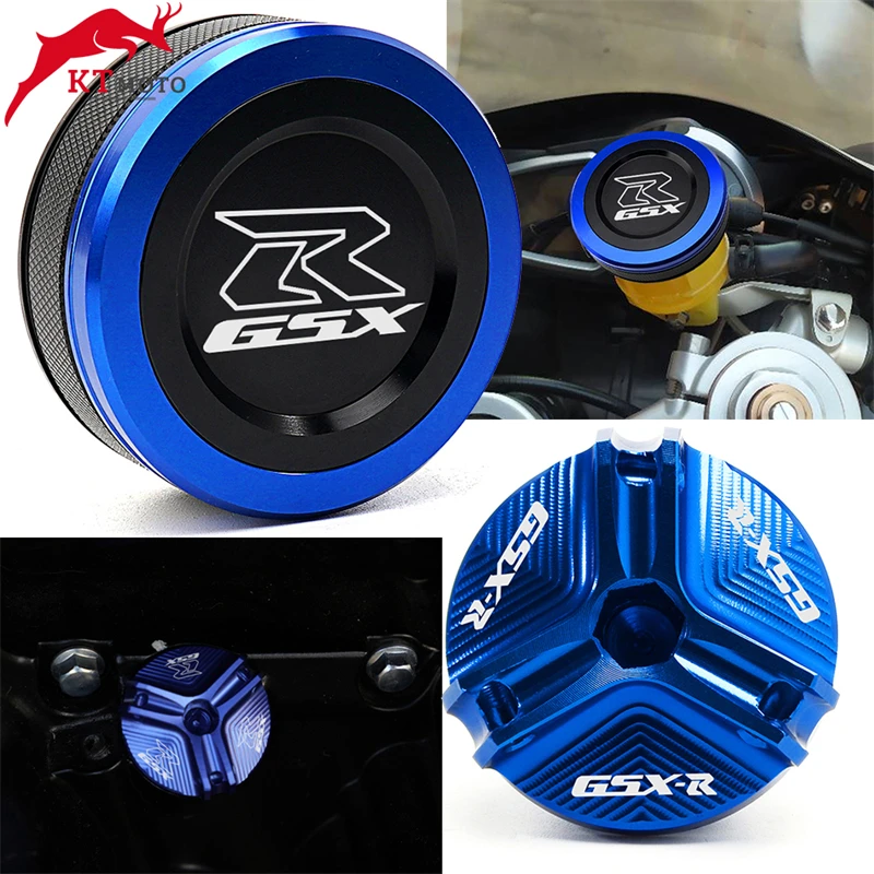 

For Suzuki GSXR 600 750 1000 GSX R750 Motorcycle CNC Oil Filler Cap & Front Brake Fluid Reservoir Cover Master Cylinder Cap