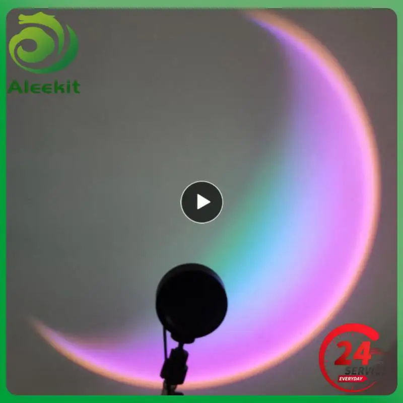 

USB Rainbow Moon Projector Led Night Light Sun Projection Desk Lamp for Bedroom Bar Coffee Store Wall Decoration Lighting