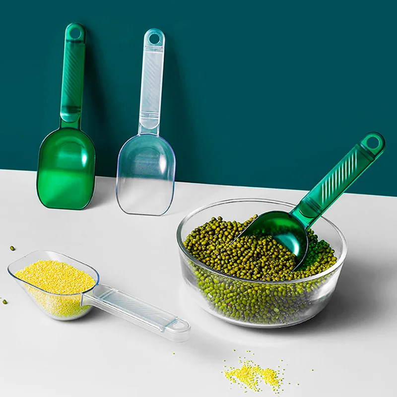 

Kitchen Multi-purpose Flour Whole Wheat Spoon Transparent Rice Spoons Cat Food Spoon With Clip Five Grains Scoop Rice Spoons