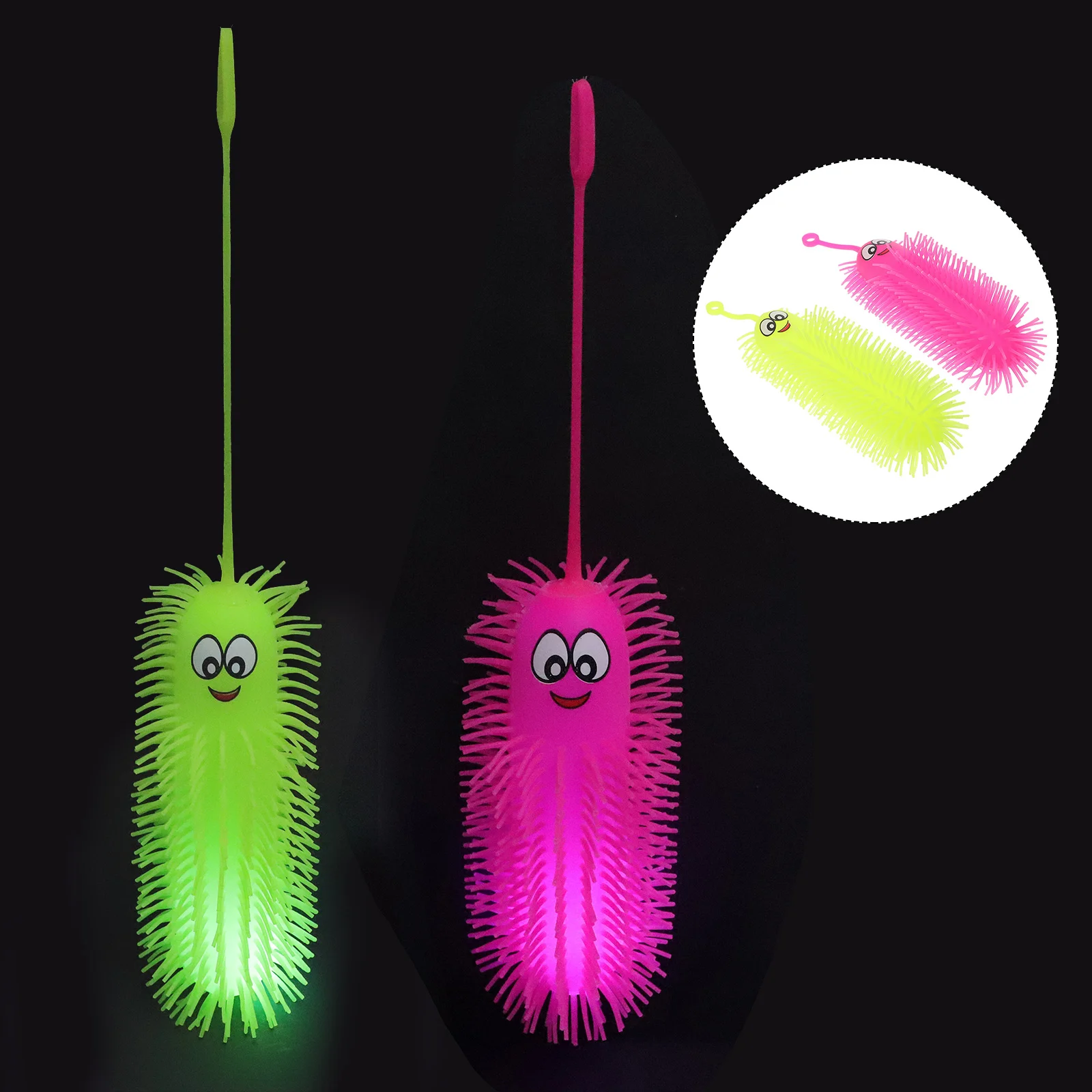 

Caterpillar Toy Light-Up Toys Baby Air-Filled Flashing Kids Hairy Puffer Stress Ball