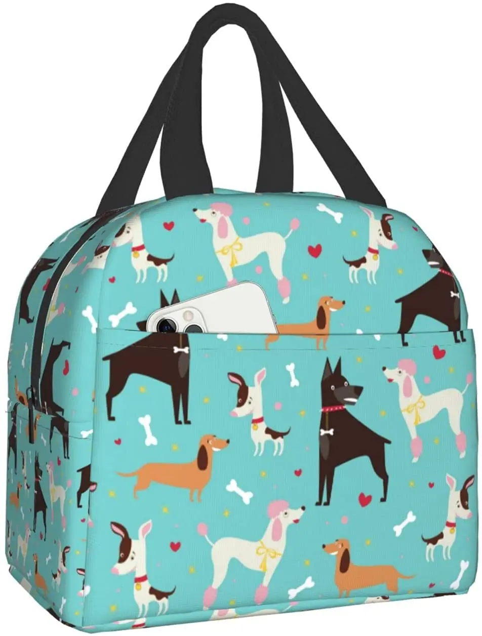 

Dog Lunch Bag Oxford Cloth Thermal Food Containers Insulated Lunch Box Tote Bag Cute Bento Box for School Working Picnic Bags