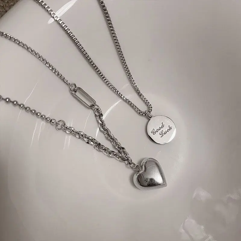 

925 Silver Versatile Love Stitching Necklace for Women Fashion Collarbone Chain Chokers Fine Jewelry Accessories