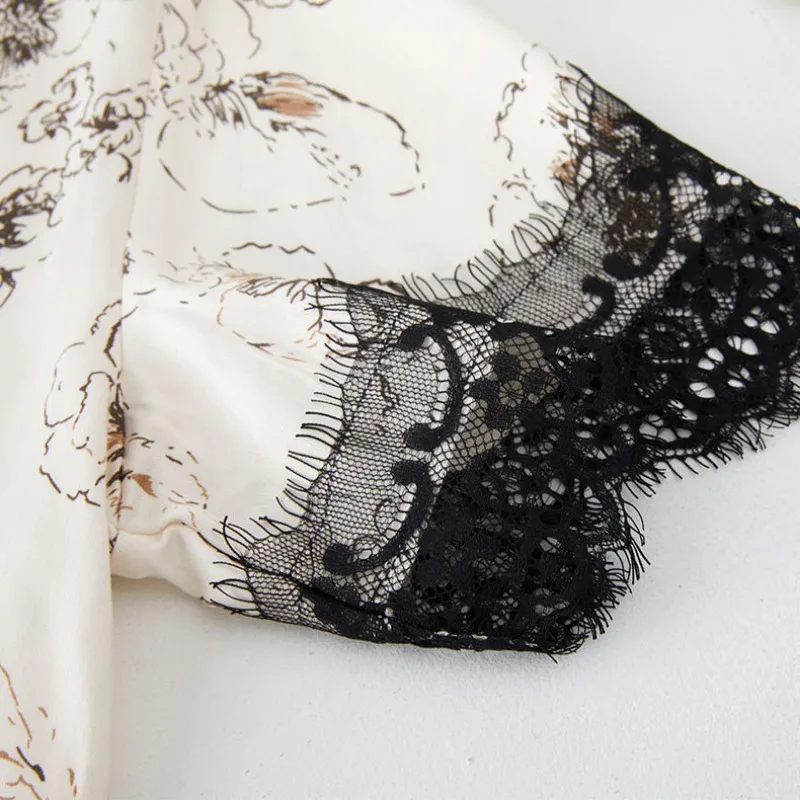 Лето 2024 Женский Атласный пижамный комплект из двух предметов с кружевными