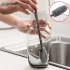 Силиконовая щетка для чашек, приспособление для чистки стекла с длинной ручкой, приспособление для чистки стеклянной бутылки